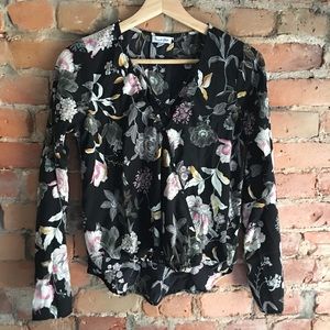 love, fire EUC floral print long sleeve shirt